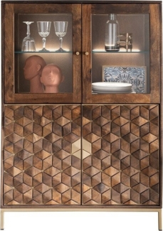 Highboard II 99x139cm "Assuan" Mango & Metall goldfarbig WZ-0462
