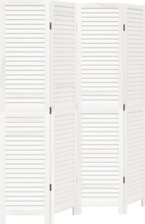 vidaXL 4-tlg. Raumteiler Weiß Massivholz Paulownia 358834