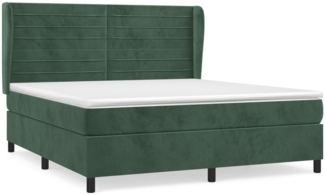 vidaXL Boxspringbett mit Matratze Dunkelgrün 180x200 cm Samt 3129288