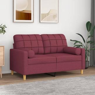 vidaXL 2-Sitzer-Sofa mit Zierkissen Weinrot 120 cm Stoff 3200780