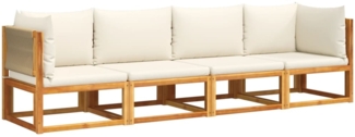 vidaXL 4-tlg. Gartensofa-Set mit Kissen Holz Akazie & Seil 3278855
