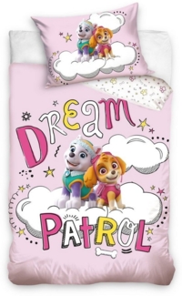 MTOnlinehandel Kinderbettwäsche Paw Patrol 100x135 + 40x60 cm, 100 % Baumwolle, Renforcé, 2 teilig, Dream Patrol Babybettwäsche in pink und rosa