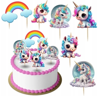 Festivalartikel Tortenstecker Unihorn Einhorn Topper Set 6 Stk Geburstag Torten Deko Kuchen Junge