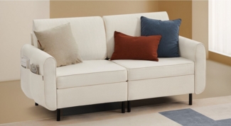 VASAGLE Modulares Sofa mit Armlehnen, Stoff cremeweiß, 79 x 166 x 85,6 cm
