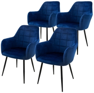 ML-DESIGN Stuhl Esszimmerstuhl ergonomisch & gepolstert, Esstischstuhl mit Rückenlehne (4 St), Wohnzimmerstuhl Dunkelblau Samtbezug Küchenstuhl Polsterstuhl