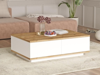 Vente-unique - Couchtisch mit 2 Türen - Holzfarben hell & Weiß - LOTULA