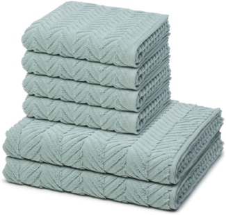 Ross Sensual Skin Zopf 6 tlg. Frottier-Set - 4 X Handtuch (50 X 100cm), 2 X Duschtuch (75 X 140cm) - 500 g/m2 - Jade