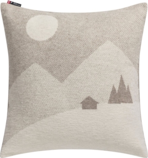 DAVID FUSSENEGGER Kissenhülle Silvretta 'Berglandschaft' 50 x 50 cm Rauch- Beige