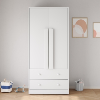 Merax Kleiderschrank 70*40*170cm, Doppeltüren-Design, mit Schubladen und Ablagefächern, weiß