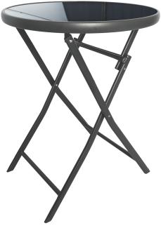 Klappbarer Bistrotisch Balkontisch Garten Terrasse Glastisch rund ⌀ 60 cm