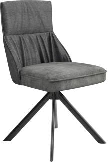 byLIVING Esszimmerstuhl 2er Set CALIFORNIA / Rücken Webstoff anthrazit / Sitz Vintage-Velvet anthrazit mit Keder / Gestell Metall schwarz / Esszimmerstuhl / B 50, H 89, T 56 cm