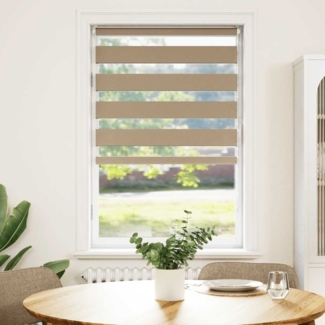 vidaXL Doppelrollo Sandbraun 70x100 cm Stoffbreite 65,9 cm Polyester 4014515