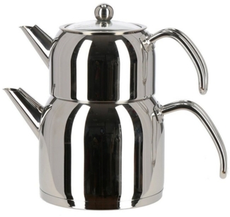 Almina Teekanne Wasser/Tee-Kessel Wasserkessel 2L, Teekessel 1L Griff Silber