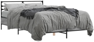 vidaXL Bettgestell Grau Sonoma 135x190 cm Holzwerkstoff und Metall 3280075