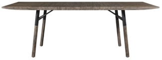 Sanotechnik Rechteckiger Esstisch 'Dennis' 160 / 180, pulverbeschichteter Stahl, Teak Live Edge, 160cm x 80cm x 76cm