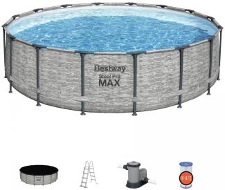 Bestway 'Frame Pool Steel Pro MAX Set', 488x122 cm, inkl. Pumpe, Leiter, Abdeckung