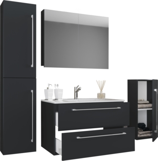 VCM Badmöbel Waschtisch Badinos 914173 Schwarz H. 152 x B. 146 x T. 46 cm