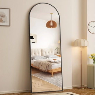 Boromal Ganzkörperspiegel Standspiegel Wandspiegel groß Schwarz Weiß 180x80cm 160x50cm Alurahmen (Hochspiegel Arched Gold 150x50 140x40cm, 1-St, mit Metall-Haken), 5mm Kupfer- und bleifreier Spiegel,Freistehend,Wandmontage