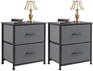Fanttik Nachttisch Stoffkommode(2-St),Nachtkommode mit 2 Schubladen, Lagerschrank (Zwei Schränke, Zwei Schränke), Nachttische Schlafzimmer, Frisiertisch Kommode, Stauraumschrank