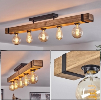 hofstein Deckenleuchte »Bollengo« moderne Deckenlampe aus Metall/Holz in Schwarz/Natur, ohne Leuchtmittel
