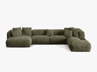 Micadoni Panorama-Ecksofa Martina 5-Sitzer Kord Moßgrün Rechts