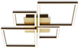 Briloner Leuchten - Deckenlampe LED, Stufenweise Dimmbar, schwenkbare Deckenleuchte LED, LED Frame, goldfarbig-braun, 750 x 470 x 73 mm