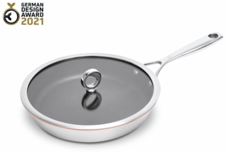 Olavson Kupferkern Stielpfanne 28 cm beschichtet mit Glasdeckel