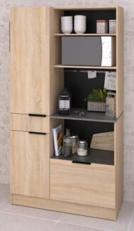 Parisot Küchenbuffet Revin (Küchenschrank in Eiche mit grau, 100 x 186 cm) mit viel Stauraum