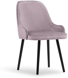 Micadoni Samtstoff Stuhl Flint | Bezug Lavender | Beinfarbe Black Beech Wood