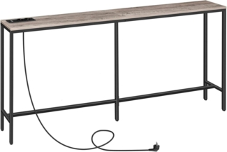 Konsolentisch mit Ladestation USB-Anschlüssen 200cm Grau Sofatisch