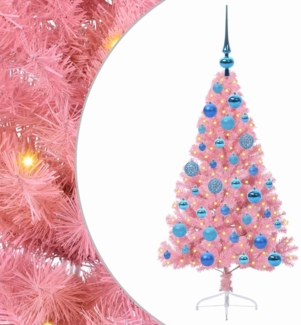 vidaXL Künstlicher vorbeleuchteter Weihnachtsbaum Rosa 120 cm PVC 3397057