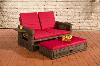 CLP Polyrattan Sofa Ancona 5mm,braun-meliert rubinrot