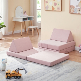 Spielsofa Norhulta 5-tlg. 120x66x46 cm Cord Rosa [en. casa]