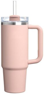 Kityhome Thermobecher Thermobecher 850ml Peach, Griff/Stroh, FlowState, 3-tlg, Edelstahl, 2-teilig, isolierend, 850ml