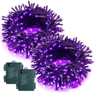 Jibenhome Lichterkette LED Lichterkette für Außen, Weihnachtsdeko 5/10m, mit 8 Beleuchtungsmodi,Timer,Batteriebetrieben,für Halloween Party