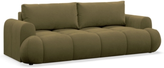 Selsey 'Ombo Doce' 3 Sitzer Schlafsofa mit Stauraum, hydrophobem Samtbezug, Olivgrün