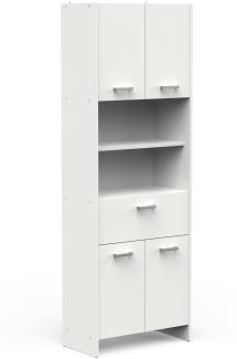 Hochschrank >CORALIE 3< in Matt weiß - 63,6x184,9x32,8cm (BxHxT)