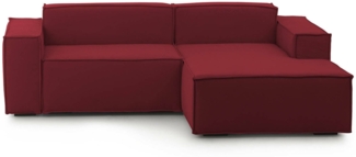 Dmora Sofa mit Halbinsel Amuleto, modulares 2-Sitzer-Sofa mit rechter Halbinsel, Stoffsofa, 100 % Made in Italy, 220 x 170 x 70 cm, Rot