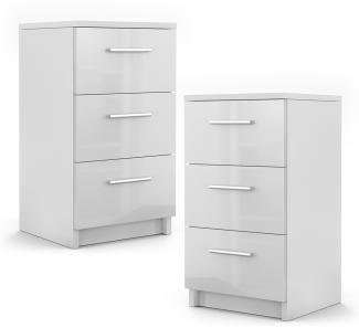 VICCO Nachtkommode Boxspringbett 2er Set 66cm hoch Nachtschrank Nachttisch Kommode weiß hochglanz