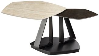 riess-ambiente Couchtisch MOVEMENT rost/schwarz - fünfeckig, drehbar, Travertin, Keramik, Metall (Einzelartikel, 1-St), Couchtisch mit schwenkbaren Tischplatten - ideal f. moderne Wohnzimmer