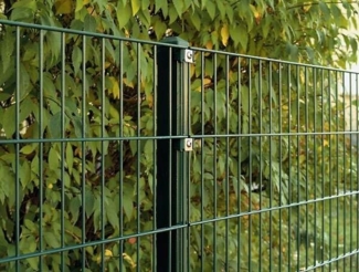 Doppelstabmattenzaun-Set zum Aufdübeln / Grün / 163 cm / 20 m lang Stärke 8/6/8