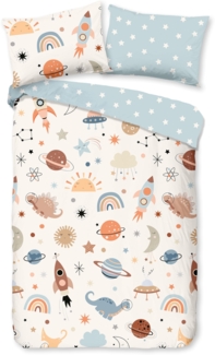 Good Morning Kinder Baby Bettwäsche 100x135 Eclips Weltall Sterne blau weiß 33326