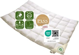 Vitaschlaf® Bio-Luxe-KBA TESTSIEGER W3 - Sommer Organic 100% GÄNSE Daunendecke Deutsche Qualität Downpass (155 x 200 cm)