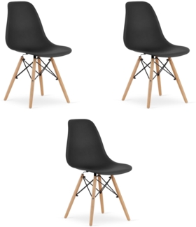 Valora OSAKA Stuhl, ergonomisch, schwarz, Naturbeine, für Wohnzimmer (3 Stück)