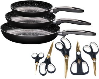 KING Pfannen-Set Küchenstart, Aluminium (Set, 8-tlg, 5 Scheren, 3 Pfannen), Induktion, Keramikbeschichtung