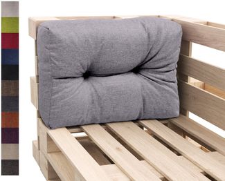 sunnypillow Rückenkissen Palettenkissen gesteppt Seitenkissen 60 x 40 x 15 cm, Grau