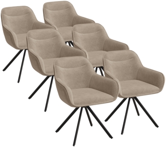 skølm 'Thokk' Esszimmerstühle, 6er Set, taupe, gepolsterter Leinenbezug, höhenverstellbar & drehbar, bis 150 kg belastbar