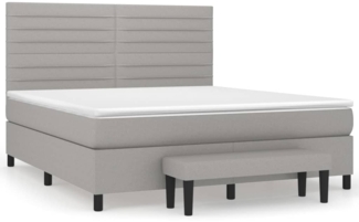 vidaXL Boxspringbett mit Matratze Hellgrau 180x200 cm Stoff, Härtegrad: H2 [3136693]