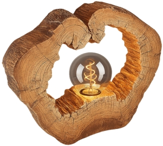 Tischlampe Tischleuchte Wohnzimmer Holzoptik Kunststoff Deko E27 22516