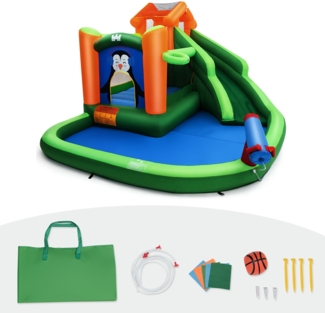 Hüpfburg mit Rutsche Wasserpark zur Nass- & Trockenanwendung 370 x 300 x 190 cm Grün